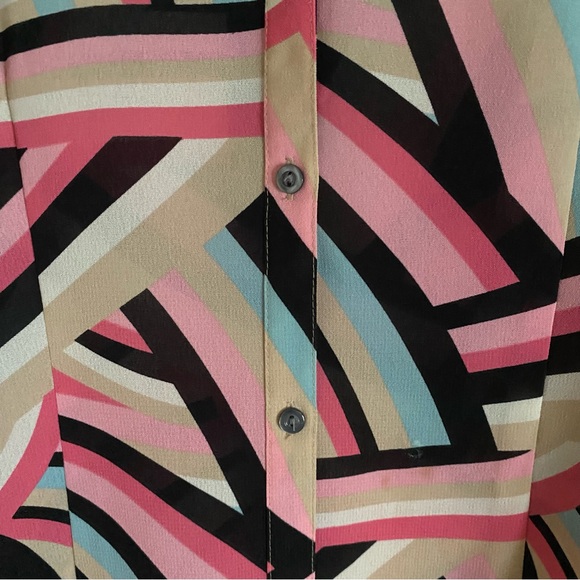New York & Company Unique Pink, Blue Button Up Top - Picture 2 of 4